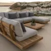 Modern Rattan Sofa Set with Waterproof Cushions Sectional L Shape Outdoor Sofa for Villa Garden Patio Hotel Use