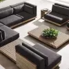 Modern Rattan Sofa Set with Waterproof Cushions Sectional L Shape Outdoor Sofa for Villa Garden Patio Hotel Use