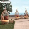 Modern Rattan Sunbed Sleeper Sofa Eco-Friendly Durable Outdoor Furniture for Park Beach Terrace Garden Living Room