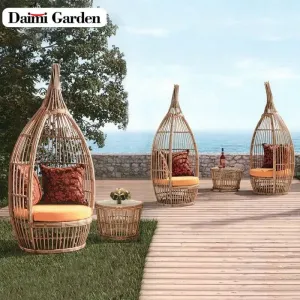 Modern Rattan Sunbed Sleeper Sofa Eco-Friendly Durable Outdoor Furniture for Park Beach Terrace Garden Living Room