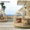 Modern Rattan Sunbed Sleeper Sofa Eco-Friendly Durable Outdoor Furniture for Park Beach Terrace Garden Living Room