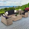 Modern Rattan Wicker Sofa Set with Waterproof Cushions for Villa Courtyard Garden Outdoor Use-Durable Eco-Friendly