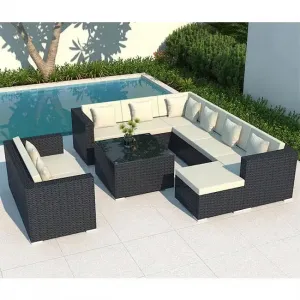 Modern Resort Sunscreen Rainproof Weave Outdoor Rattan Garden Sofa Set for Hotel Villa Use