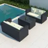 Modern Resort Sunscreen Rainproof Weave Outdoor Rattan Garden Sofa Set for Hotel Villa Use