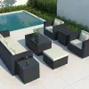 Modern Resort Sunscreen Rainproof Weave Outdoor Rattan Garden Sofa Set for Hotel Villa Use