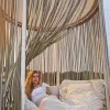 Modern Round Outdoor Courtyard Garden Sofa Set with Colorful Rope Woven Sunbed Waterproof Material for Park Use