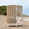 Modern Round Outdoor Courtyard Garden Sofa Set with Colorful Rope Woven Sunbed Waterproof Material for Park Use