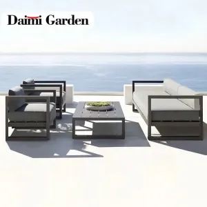 Modern Rustproof Aluminum Frame Simple Design Outdoor Garden Sofa Set with Waterproof Cushions Durable Patio Furniture