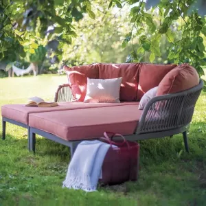 Modern Simple Commercial Hotel Living Room Woven Rope Outdoor Chaise Lounge Sofa Set Waterproof Eco-Friendly Aluminum Sofa