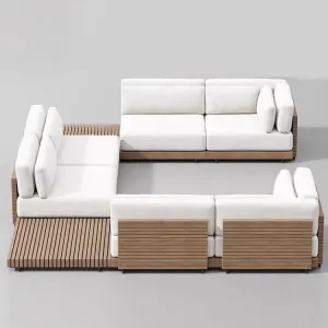 Modern Single Sofa Furniture Villa Garden Sofa Hotel Outdoor Patio Wooden Teak Sofa