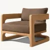 Modern Solid Teak Wood Outdoor Sofa Set for Patio Garden Poolside Hotel Apartment Use-Durable Waterproof