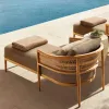 Modern Solid Wood Garden Sofa Set Waterproof Durable Eco-Friendly Movable for Hotel Park Courtyard Villa Outdoor Use