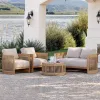 Modern Solid Wood Outdoor Sofa Set-All Weather Durable Courtyard Patio Furniture with Waterproof Cushions