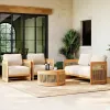 Modern Solid Wood Outdoor Sofa Set-All Weather Durable Courtyard Patio Furniture with Waterproof Cushions