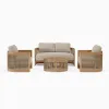 Modern Solid Wood Outdoor Sofa Set-All Weather Durable Courtyard Patio Furniture with Waterproof Cushions