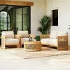Modern Solid Wood Outdoor Sofa Set-All Weather Durable Eco-Friendly Patio Furniture Waterproof Cushions for Hotel Apartment Use