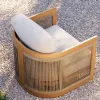 Modern Solid Wood Outdoor Sofa Set-All Weather Durable Eco-Friendly Patio Furniture Waterproof Cushions for Hotel Apartment Use