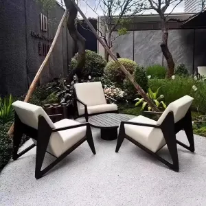 Modern Steel One Seat Outdoor Sofa Set with Waterproof Cushions Durable Rust Proof for Living Room Garden Park Use