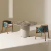 Modern Style Outdoor Dining Teak Table and Chairs Set with Waterproof Woven Rope Design for Patio and Garden