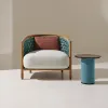 Modern Style Outdoor Dining Teak Table and Chairs Set with Waterproof Woven Rope Design for Patio and Garden