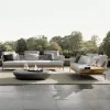 Modern Style Outdoor Rattan Sofa Set Waterproof Woven Rattan Art for Courtyard Terrace Balcony Living Hotel Park