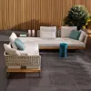 Modern Style Outdoor Rattan Sofa Set Waterproof Woven Rattan Art for Courtyard Terrace Balcony Living Hotel Park