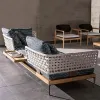 Modern Style Outdoor Rattan Sofa Set Waterproof Woven Rattan Art for Courtyard Terrace Balcony Living Hotel Park