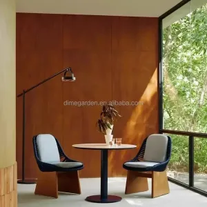 Modern Teak Outdoor Dining Chair and Table Set with Aluminium Frame Rope Woven Waterproof Cushions for Garden Courtyard Use