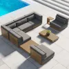 Modern Teak Wood Garden Sofa Set with Waterproof Cushions-Eco-Friendly Outdoor Furniture for Patio Hotel Park