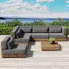 Modern Teak Wood Garden Sofa Set with Waterproof Cushions-Eco-Friendly Outdoor Furniture for Patio Hotel Park