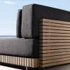 Modern Teak Wood Garden Sofa Set with Waterproof Cushions-Eco-Friendly Outdoor Furniture for Patio Hotel Park