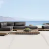 Modern Teak Wood Garden Sofa Set with Waterproof Cushions-Eco-Friendly Outdoor Furniture for Patio Hotel Park