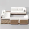 Modern Teak Wood Garden Sofa Set with Waterproof Cushions-Eco-Friendly Outdoor Furniture for Patio Hotel Park
