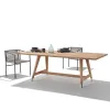 Modern Teak Wood Outdoor Dining Set for Courtyard Villa Garden Restaurant or Hotel Use
