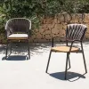 Modern Teak Woven Rope Outdoor Dining Set for Patio Garden Hotel Use-Durable Table and Chairs