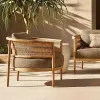 Modern Versatile Teak Rocking Dining Chair Set Waterproof Comfortable Indoor Outdoor Rattan Rope Garden Furniture
