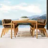 Modern Villa Hotel Luxury Teak Solid Wood Outdoor Dining Garden Sofa Patio Furniture Set Waterproof 4-Seater Metal Frame