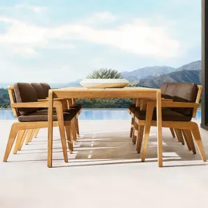 Modern Villa Hotel Luxury Teak Solid Wood Outdoor Dining Garden Sofa Patio Furniture Set Waterproof 4-Seater Metal Frame