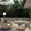 Modern Villa Outdoor Custom Rattan Wicker Garden Furniture Metal Frame Sofa Waterproof Durable Set Courtyard Apartment Hotel