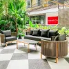 Modern Villa Outdoor Wooden Teak Garden Sofa Set with Waterproof Cover Eco-Friendly Luxurious Design for Hotel Use High Quality
