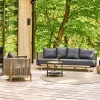 Modern Villa Outdoor Wooden Teak Garden Sofa Set with Waterproof Cover Eco-Friendly Luxurious Design for Hotel Use High Quality