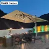 Modern Waterproof Aluminum Outdoor Umbrella with Granite Base-Large Sunshade for Courtyard Terrace Balcony