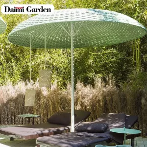Modern Waterproof Outdoor Garden Furniture Sun Umbrella with PE Rattan Wooden Seat for Balcony and Pool
