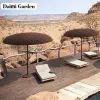 Modern Waterproof Outdoor Garden Furniture Sun Umbrella with PE Rattan Wooden Seat for Balcony and Pool