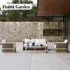 Modern Waterproof Teak Eco-Friendly Villa Park Patio Furniture Set Garden Wood Sofa Sectional Outdoor Use-for Beach Courtyard