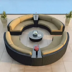Modern Wood Hotel Courtyard Waterproof Outdoor Sectional Sofa Set for Villa Apartment Park Use
