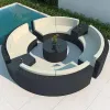 Modern Wood Hotel Courtyard Waterproof Outdoor Sectional Sofa Set for Villa Apartment Park Use