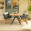 New Luxury Modern Customized Garden Hotel Courtyard Table and Chairs Set Outdoor Dining Wood Furniture