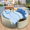 New Modern Outdoor Modular Curved Eco-Friendly Durable Rattan Sofa Bed Set for Hotels Patios Gardens Terraces Parks Villas