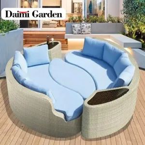 New Modern Outdoor Modular Curved Eco-Friendly Durable Rattan Sofa Bed Set for Hotels Patios Gardens Terraces Parks Villas